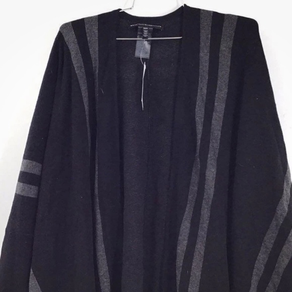 WHBM Long Sleeve Tonal Ruana in Black Combo Sz  XS/SM NWT - Picture 7 of 8